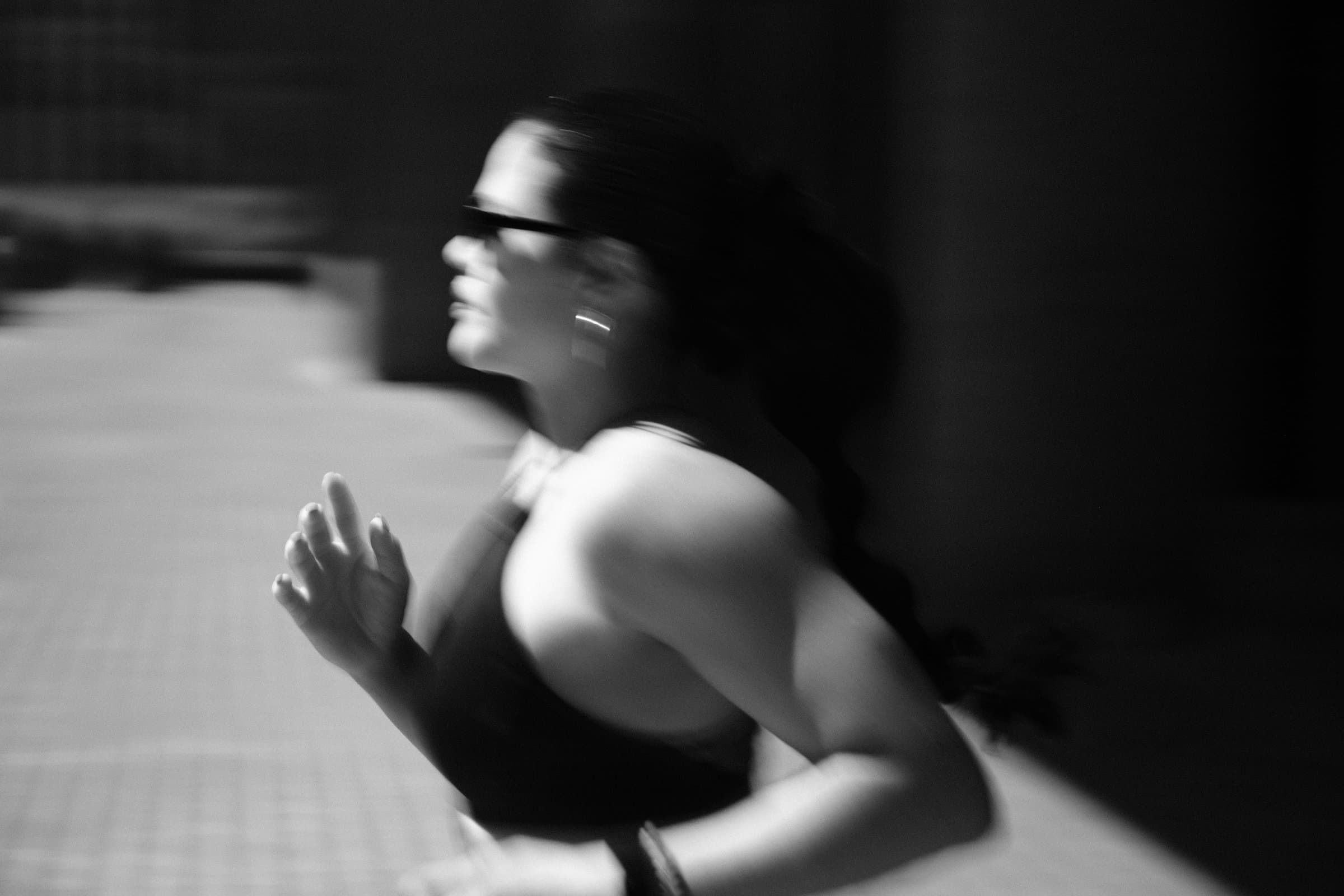 Karen Fabara, in motion, at the Barbican